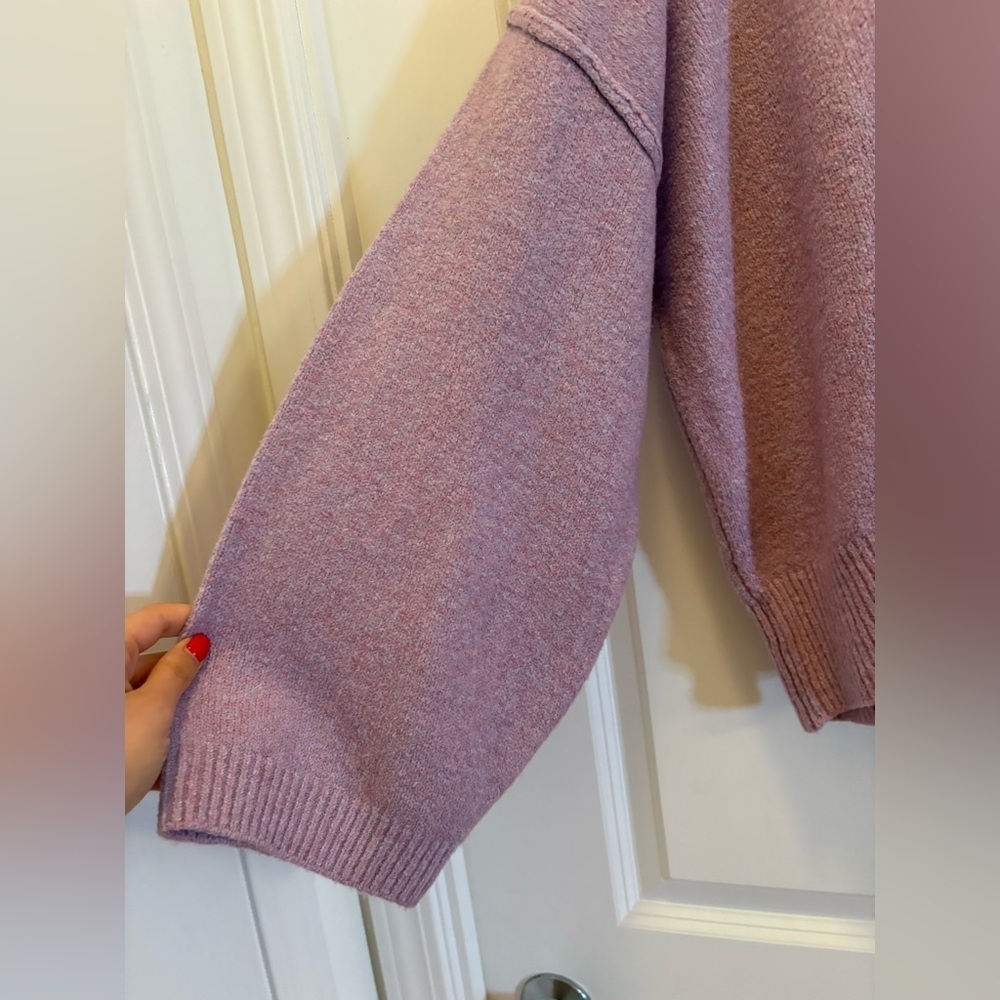 Free People Cool Of The Night Cardigan Lilac Spell Melange M NWT Oversized - Picture 13 of 14